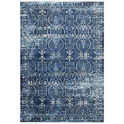 Alora Decor Swagger Scrollwork Rectangle Rug Dark Blue