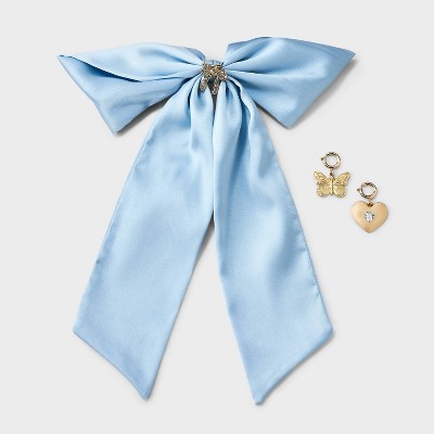 Butterfly Heart Bow Charm Hair Barrette - Wild Fable™ Light Blue/Gold