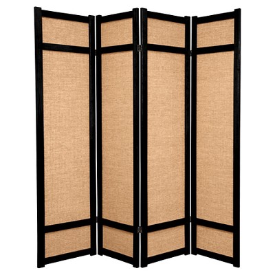 6 ft. Tall Jute Shoji Screen Black (4 Panels) - Oriental Furniture: Folding Privacy Partition