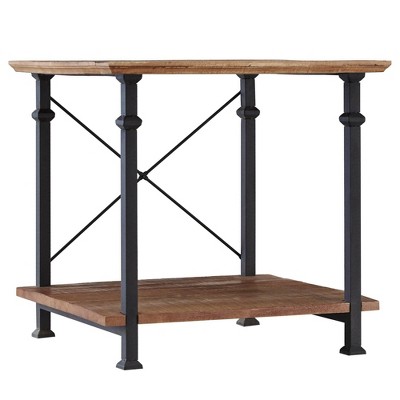 Ronay End Table Oak Brown - Inspire Q: Rustic Rectangle Side Table, Metal & Wood Frame, 23" High