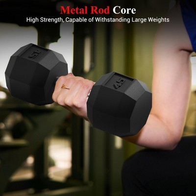 PVC Hex Dumbbell Weight Set, Multiple Sizes Exercise & Fitness Dumbbells, 45LBS x2 Pairs for Muscle Toning