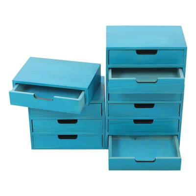 YIYIBYUS Desktop Storage Organizers, Desktop Wood Stackable Drawer Cabinet
