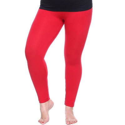 Women's One Size Fits Most Plus Size Super-Stretch Solid Leggings - One Size Fits Most Plus - White Mark