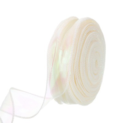 Unique Bargains Gift Wrapping Wide Sheer Wired Pastel Shimmer Iridescent Chiffon Ribbons 1 Pc