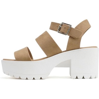 Soda ACCOUNT Women's Open Toe Block Heel Platform Sandals with Adjustable Ankle Strap