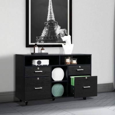 Karl Home 4-Drawer Black MDF 40.94in. W File Cabinet
