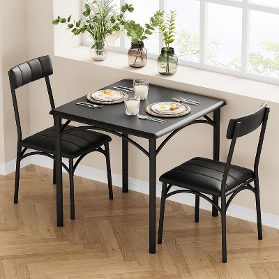 Kitchen Table Set with Upholstered Chairs, Rectangular Dining Table and Chair Set, Metal and Wood 5 Piece for Small Space