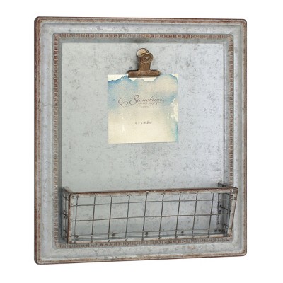 15.2" x 13.2" Rustic Galvanized Metal Magnetic Memo Board Silver - Stonebriar Collection