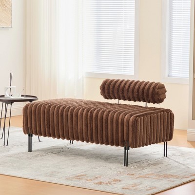 MOEPISY 49.6inch Wide Upholstered Mini Loveseat with Metal Legs, Adjustable Back Brown