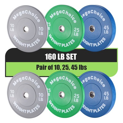 Rubber Bumper Weight Set - 2 Inch Barbell Plates for Home Gym Strength Training