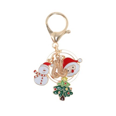 Unique Bargains Christmas Keychain Double Ring Lobster Clasp Zinc Alloy Gold Tone 1 Pc