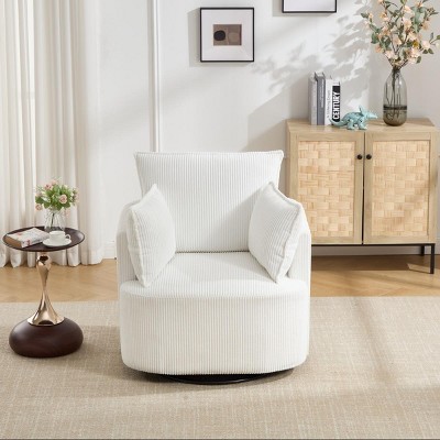 Modern Swivel Accent Chair with 360 Degree Rotation Upholstered Barrel Design for Living Room or Bedroom-Maison Boucle