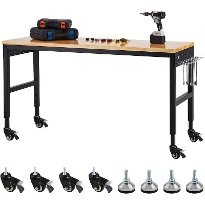Acekool 75"x25" Adjustable Workbench, 2000lbs Capacity, 29.5"-38.4" Height, Garage Table with Wheels & Power Outlet for Workshop Office