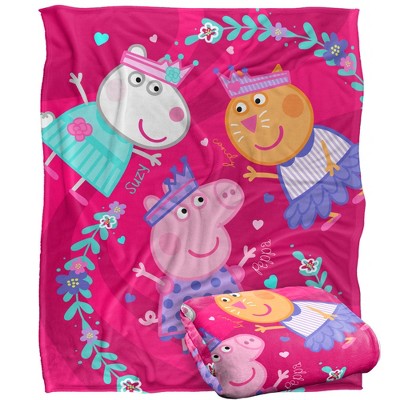 Kids' Peppa Pig Peppa Suzy Candy Friends Silky Touch Blanket White 36X58