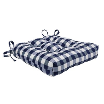 Kate Aurora Country Living Gingham Plaid Checkered Country Farmhouse Chair Cushion Pads