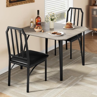 Dining Table Set for 4, Kitchen Table and Chairs with Chamfer Design, 5 Piece Dining Room Set with Cushion Seats for Small Spaces