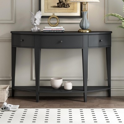 Modern Curved Console Table Sofa Table with 3 Drawers and 1 Shelf for Hallway, Entryway, Living Room - ModernLuxe