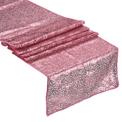 Unique Bargains Party Wedding Polyester Flexible Cutting Delicate Edges Sequin Table Runner 2 Pcs
