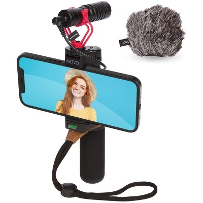 Movo PR-2-PM Smartphone Video Rig with Shotgun Microphone, Grip Handle, & Wrist Strap for Smartphones