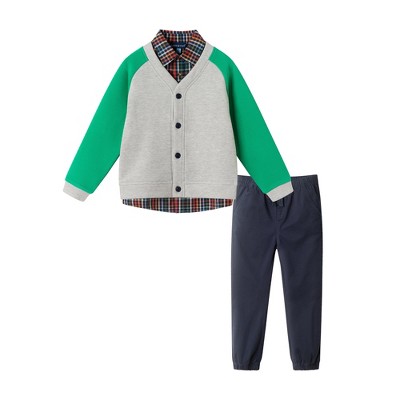 Andy & Evan  Toddler  Grey Cardigan & Twill Pant Set