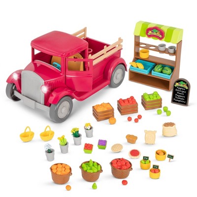 Li'l Woodzeez Farmer's Market Truck Playset: 57-Piece Toy Set with Sound Effects