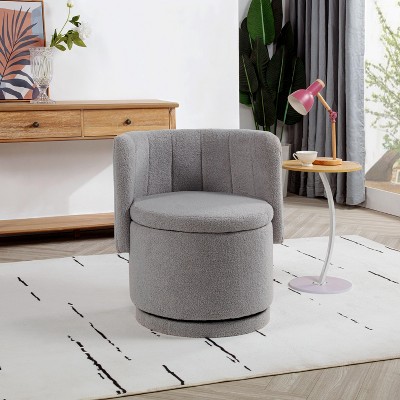 NicBex Accent Chair 360 Degree Swivel Back Sofa Chair with Storage Space Lounge Chair Reading Chair Comfy Chair for Living Room, Gray