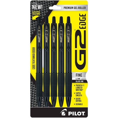 Pilot 5pk G2 Edge Gel Pens Fine Point 0.7mm Black Ink