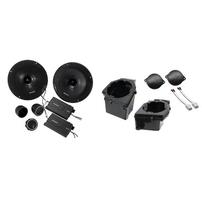 Kicker 46CSS654  6.5" CSS Component Speakers and Front 6.5" Speaker Pods with Tweeter Adaptors Compatible with Jeep JL (2018-2023) & JT (2020-2023)