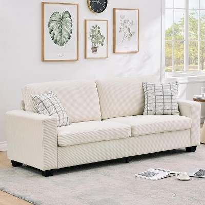 Modern Corduroy 2-Seater Sofa, Deep Seat Couch with Wide Armrest, Removable Washable Cushion Cover, Comfy for Living Room or Small Space