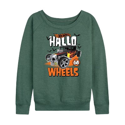 Women's - Hot Wheels - Halloween Lightweight French Terry Wide Neck Long Sleeve Graphic Shirt