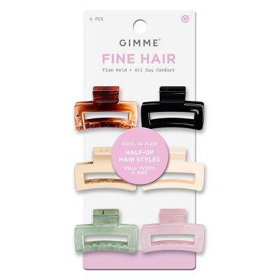 Gimme Beauty Medium/Small Rectangle Claw Clips - Assorted Colors - 6pc