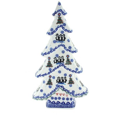 Blue Rose Polish Pottery 491 Vena Flat Christmas Tree