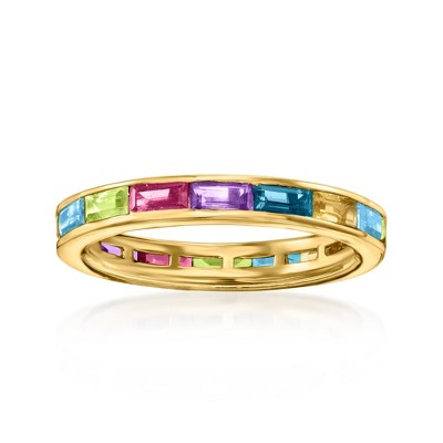 Ross-Simons 1.70 ct. t.w. Multi-Gemstone Baguette Eternity Band in 18kt Gold Over Sterling
