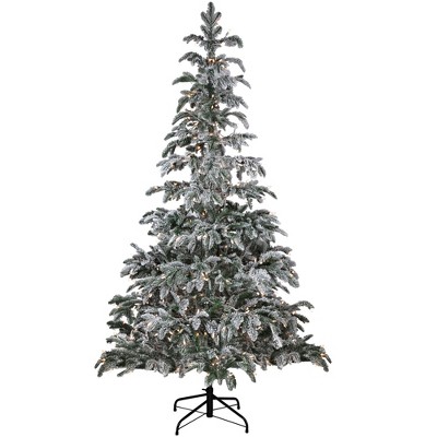 Northlight Real Touch™️Pre-Lit Full Flocked Whistler Noble Fir Artificial Christmas Tree - 6.5' - Clear Lights