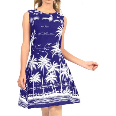 HAPPY BAY Women's Summer Mini Beachwear Vacation Dress Swim Suit Loose Swimwear Bathing Suit Cover Ups 8-10 Blue Tree