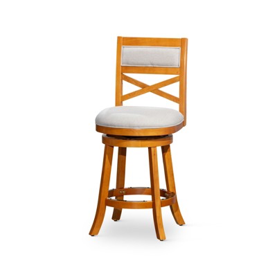 FONTOI 44" Swivel Upholstered Barstools with Back, French Bar Stools with Flared Leg for Living Room Kitchen, Brown&Gray, 24"*44"*24"