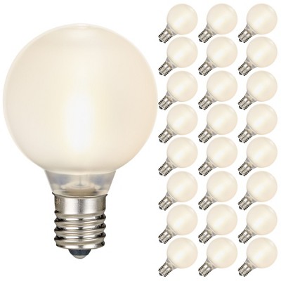 Novelty Lights 25 Pack G40 LED Filament Bulbs, E12/C7 Candelabra Base, 5 Watt Equivalent, Shatterproof Plastic Replacement Bulbs