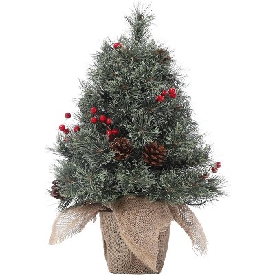 Acekool 24-Inch Snow-Touched Tabletop Tree: Ready-to-Glow Seasonal Display