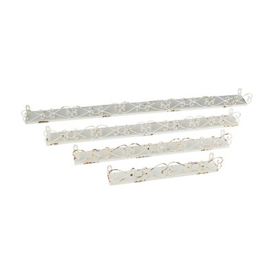 Storied Home Farmhouse Decorative Iron Ledges, Distressed Cream, Set of 4 Sizes