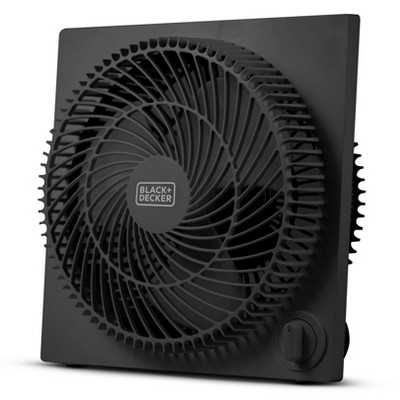 BLACK+DECKER 9-Inch Frameless Box Fan, Freestanding Desk Fan with 3-Speed Settings, Portable Fan for Home Office or Garage, Black