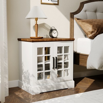 Modern Sofa Side Table With Drawer, Wooden Narrow End Table, Slim Bedroom Nightstand, Accent Bedside Table for Small Space Living Room Bedroom