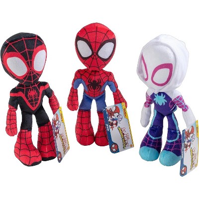 Marvel Spidey & His Amazing Friends 8" Plush Set - Spiderman, Miles Morales & Ghost 3 Pack - Officially Licensed - Stuffed Animal Toy Figure Gift