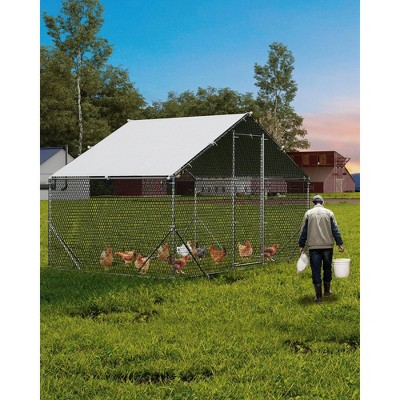 Large Outdoor Dog Kennel, Big Outside Dog House, Heavy Duty Dog Run Enclosure Playpen Coop Fence with Waterproof Cover