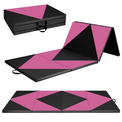 Infans Gymnastics Gym Mat 4-Panel Folding Lightweight Gymnastics Tumbling Mat with Hook