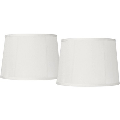 Springcrest Set of 2 Drum Lamp Shades Off-White Medium 12" Top x 14" Bottom x 10" Slant Spider Replacement Harp and Finial Fitting