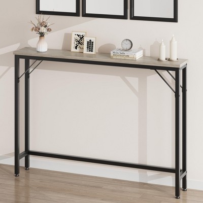 GustoWave Narrow Console Table, 39.4" Sofa Table, Behind Couch Table for Living Room, Industrial Hallway Table for Entryway, Grey