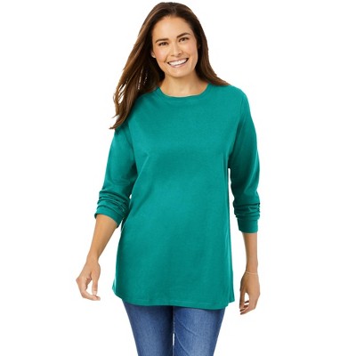 Woman Within Perfect Long-Sleeve Crewneck Tee