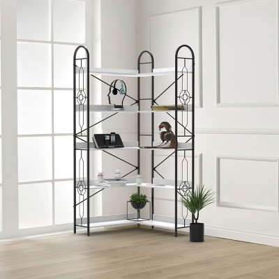 PAGED Corner Bookshelf Modern Corner Bookcase with Open Shelf for Living Room, Home Office