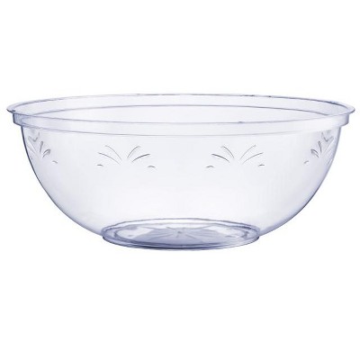 Crown Display 4 Pack Clear Disposable Round Salad Bowls Serving Bowl with Leaf indentation