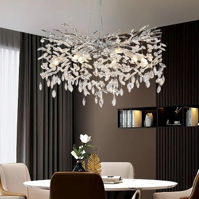 10 - Light 30" Luxury Real Crystal Chandeliers Dimmable Kitchen Island Square